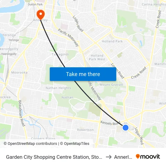 Garden City Shopping Centre Station, Stop K to Annerley map