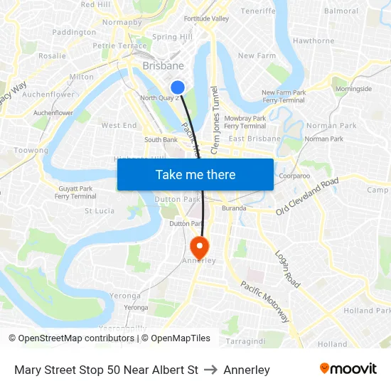 Mary Street Stop 50 Near Albert St to Annerley map