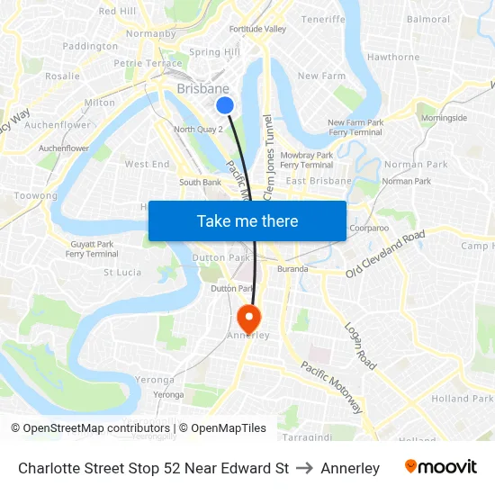 Charlotte Street Stop 52 Near Edward St to Annerley map