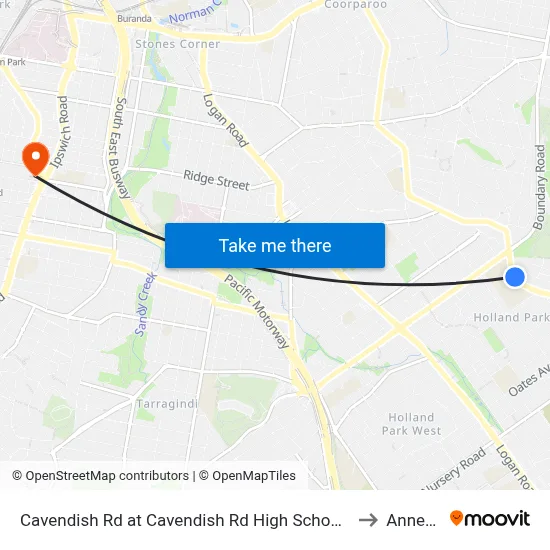 Cavendish Rd at Cavendish Rd High School, Stop 41 to Annerley map