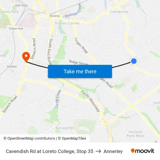 Cavendish Rd at Loreto College, Stop 35 to Annerley map