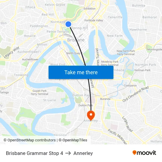 Brisbane Grammar Stop 4 to Annerley map