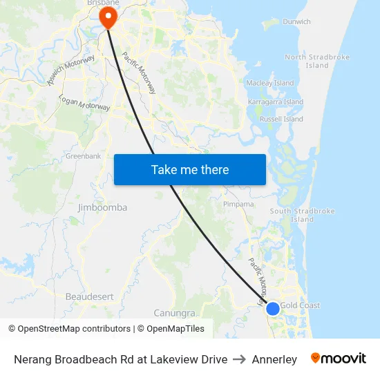 Nerang Broadbeach Rd at Lakeview Drive to Annerley map