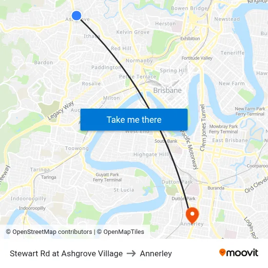 Stewart Rd at Ashgrove Village to Annerley map