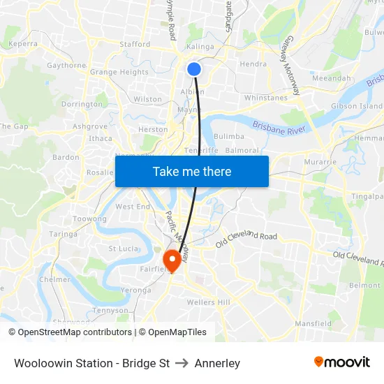 Wooloowin Station - Bridge St to Annerley map