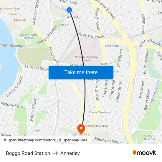 Boggo Road Station to Annerley map