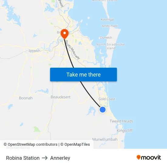 Robina Station to Annerley map