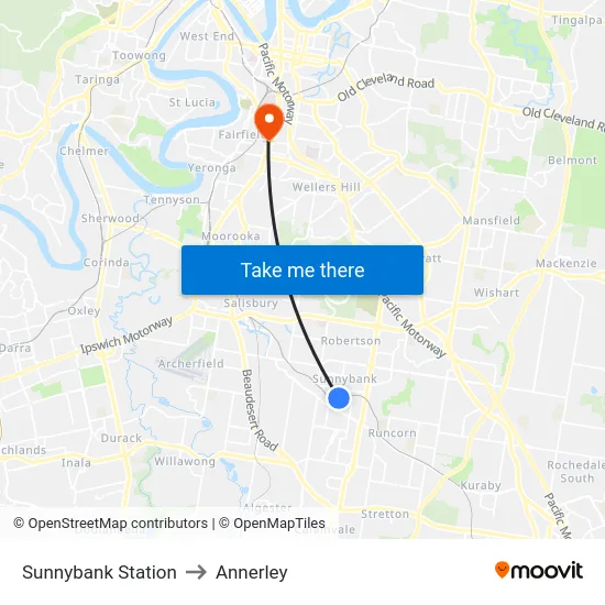 Sunnybank Station to Annerley map