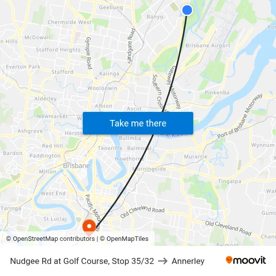 Nudgee Rd at Golf Course, Stop 35/32 to Annerley map