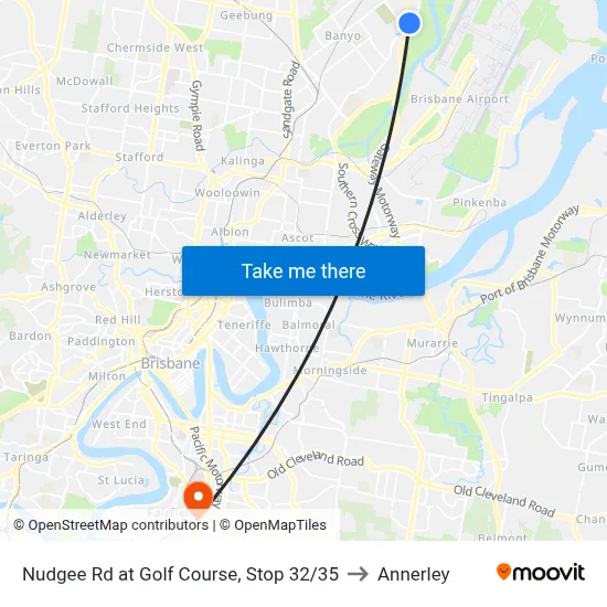 Nudgee Rd at Golf Course, Stop 32/35 to Annerley map
