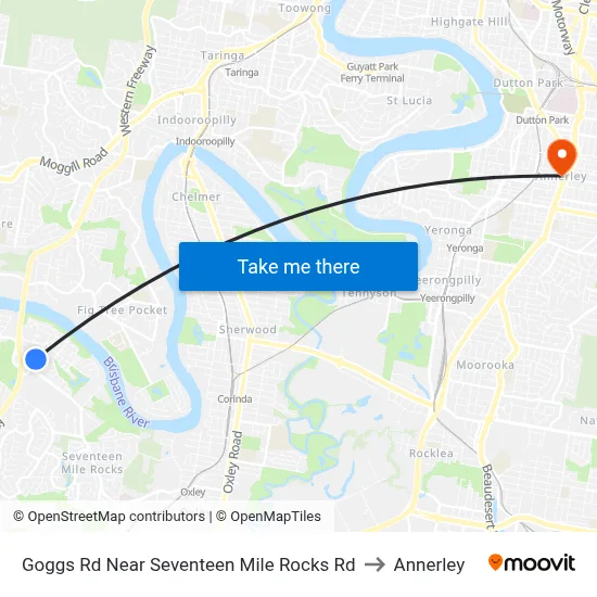 Goggs Rd Near Seventeen Mile Rocks Rd to Annerley map