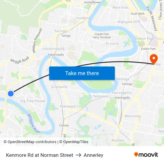 Kenmore Rd at Norman Street to Annerley map