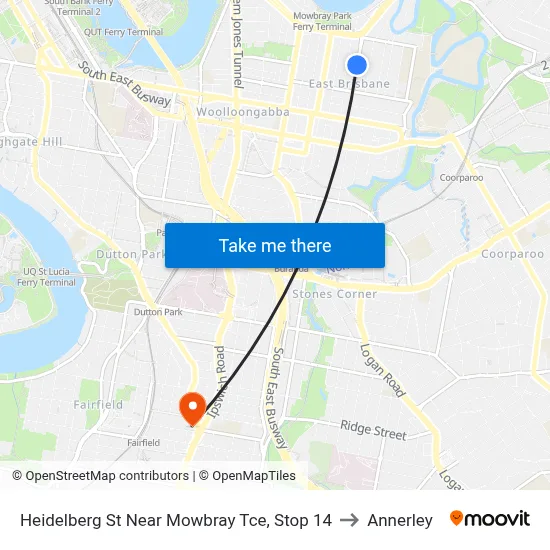 Heidelberg St Near Mowbray Tce, Stop 14 to Annerley map