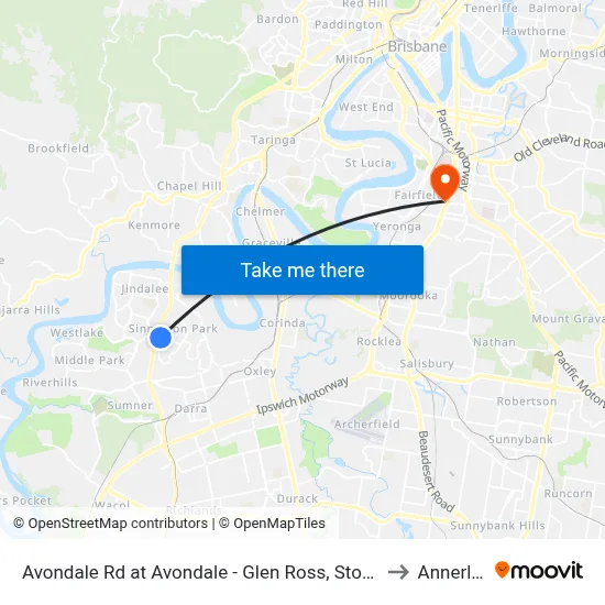 Avondale Rd at Avondale - Glen Ross, Stop 61 to Annerley map