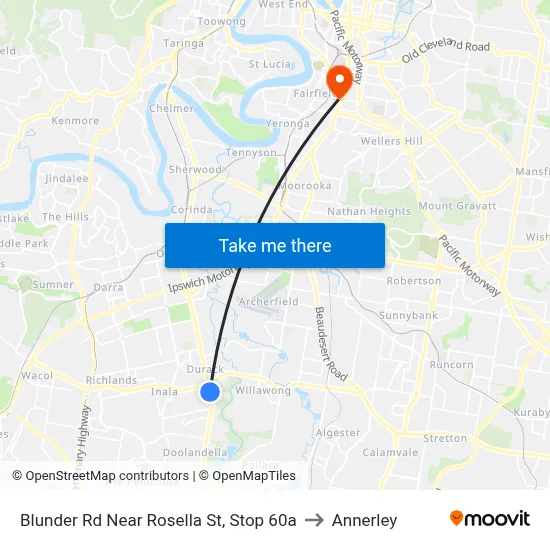 Blunder Rd Near Rosella St, Stop 60a to Annerley map