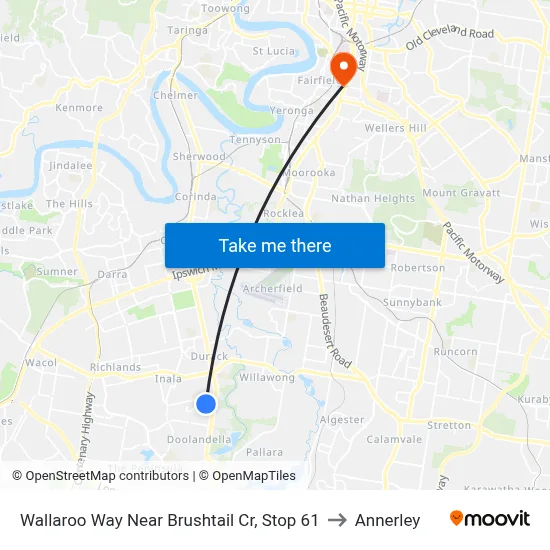 Wallaroo Way Near Brushtail Cr, Stop 61 to Annerley map