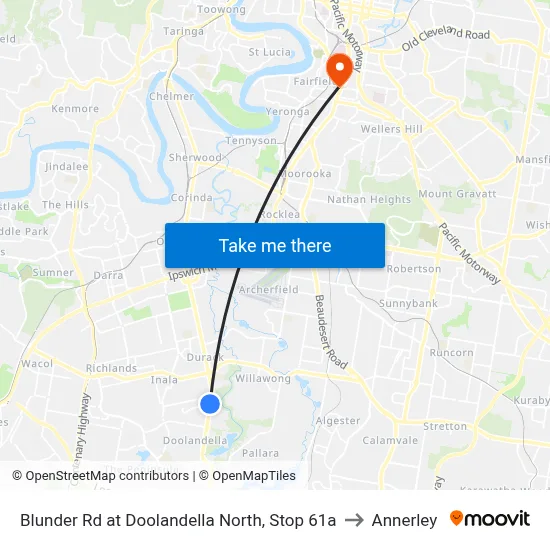 Blunder Rd at Doolandella North, Stop 61a to Annerley map