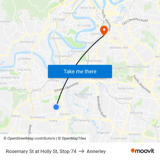 Rosemary St at Holly St, Stop 74 to Annerley map