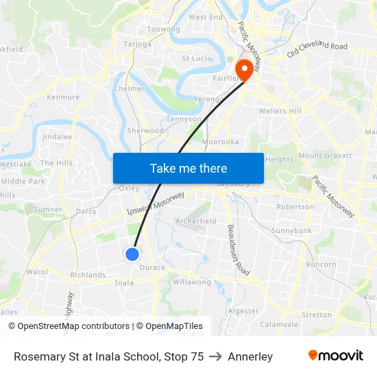 Rosemary St at Inala School, Stop 75 to Annerley map
