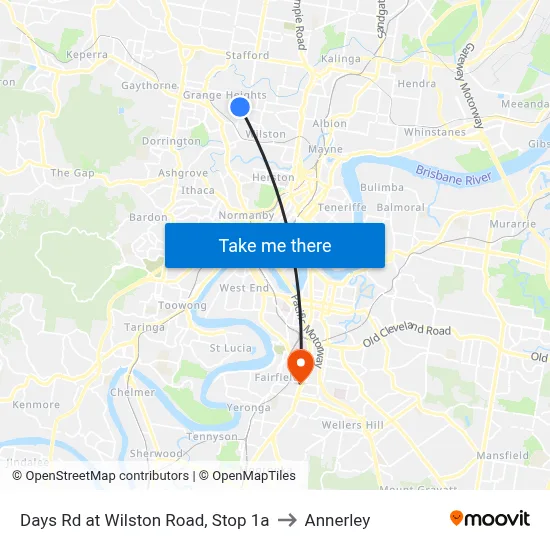 Days Rd at Wilston Road, Stop 1a to Annerley map