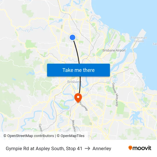 Gympie Rd at Aspley South, Stop 41 to Annerley map