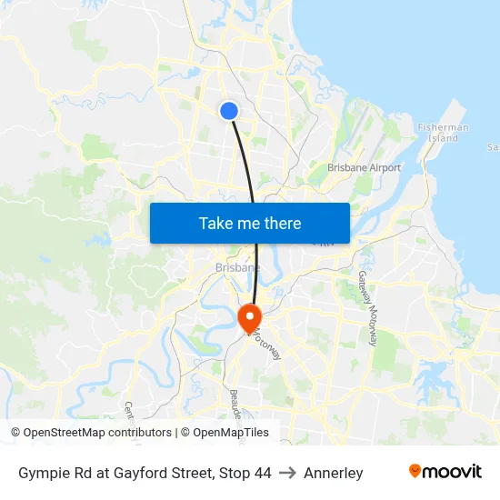 Gympie Rd at Gayford Street, Stop 44 to Annerley map