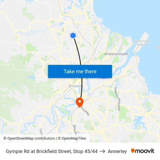 Gympie Rd at Brickfield Street, Stop 45/44 to Annerley map