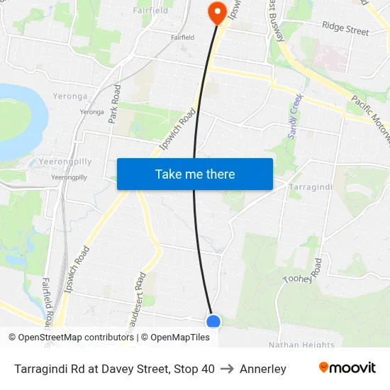 Tarragindi Rd at Davey Street, Stop 40 to Annerley map
