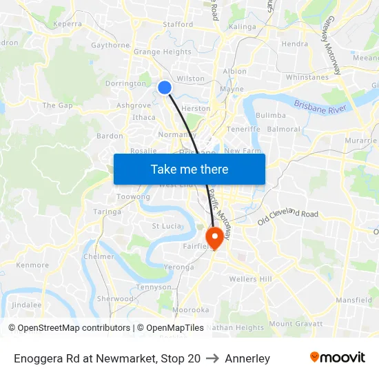 Enoggera Rd at Newmarket, Stop 20 to Annerley map
