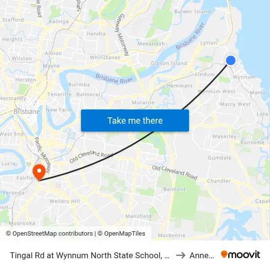 Tingal Rd at Wynnum North State School, Stop 10/5 to Annerley map