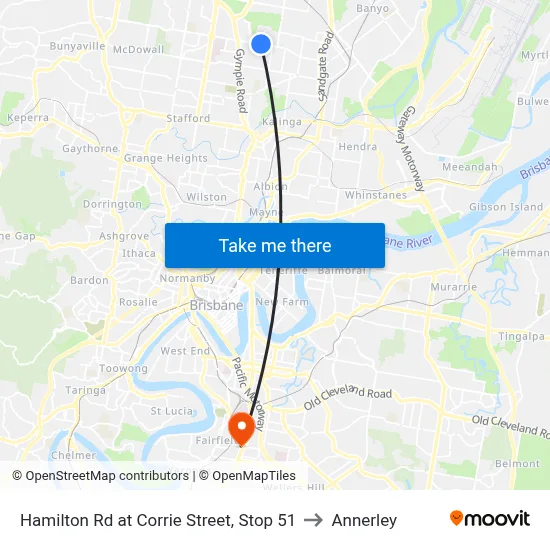 Hamilton Rd at Corrie Street, Stop 51 to Annerley map