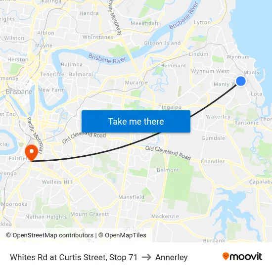 Whites Rd at Curtis Street, Stop 71 to Annerley map