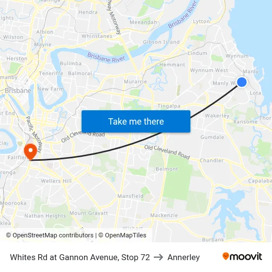 Whites Rd at Gannon Avenue, Stop 72 to Annerley map