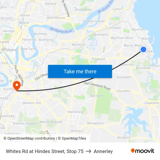 Whites Rd at Hindes Street, Stop 75 to Annerley map