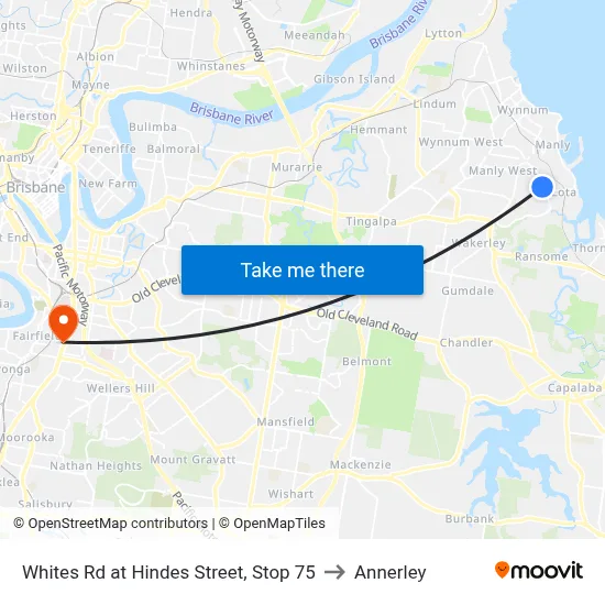 Whites Rd at Hindes Street, Stop 75 to Annerley map