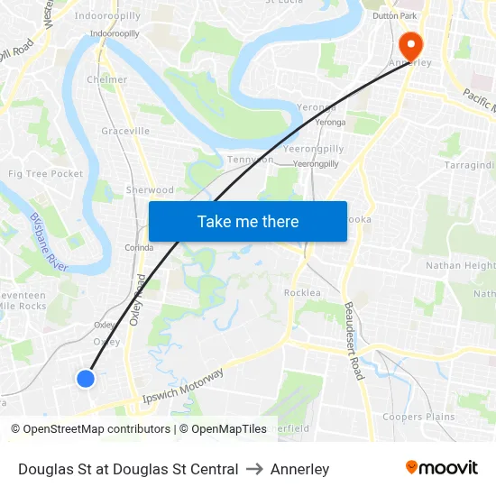 Douglas St at Douglas St Central to Annerley map