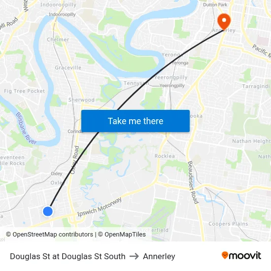Douglas St at Douglas St South to Annerley map
