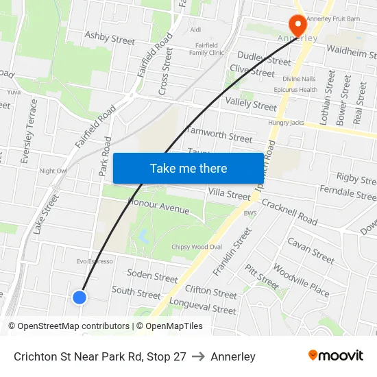 Crichton St Near Park Rd, Stop 27 to Annerley map
