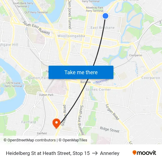 Heidelberg St at Heath Street, Stop 15 to Annerley map
