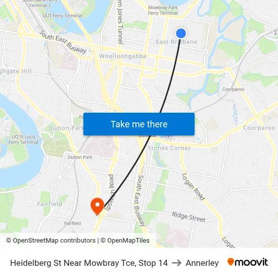 Heidelberg St Near Mowbray Tce, Stop 14 to Annerley map