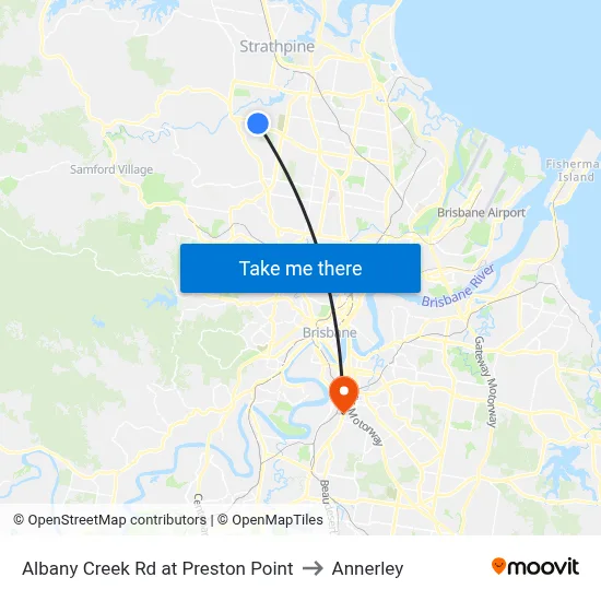 Albany Creek Rd at Preston Point to Annerley map