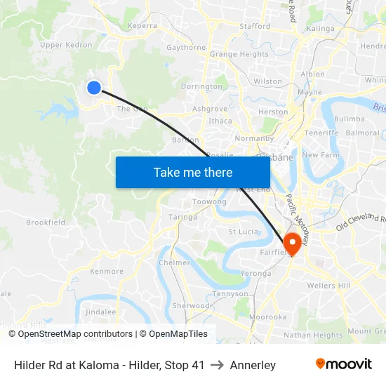 Hilder Rd at Kaloma - Hilder, Stop 41 to Annerley map