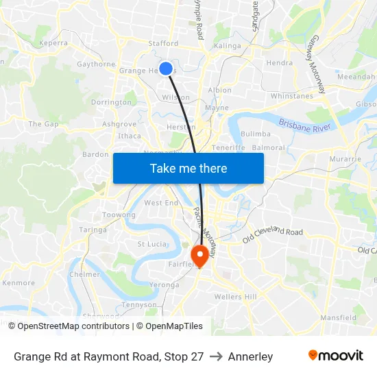 Grange Rd at Raymont Road, Stop 27 to Annerley map