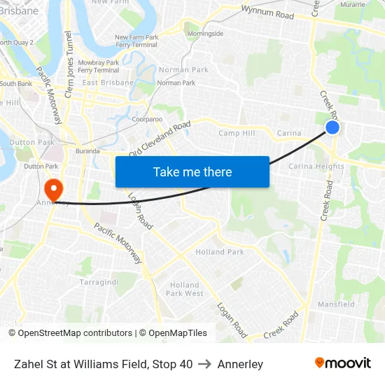 Zahel St at Williams Field, Stop 40 to Annerley map