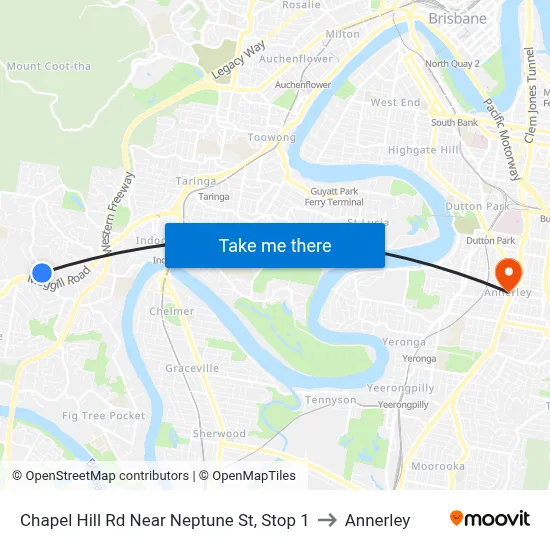 Chapel Hill Rd Near Neptune St, Stop 1 to Annerley map