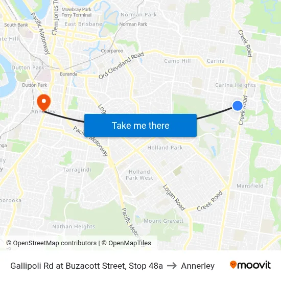 Gallipoli Rd at Buzacott Street, Stop 48a to Annerley map