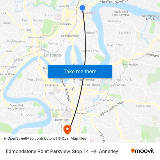 Edmondstone Rd at Parkview, Stop 14 to Annerley map
