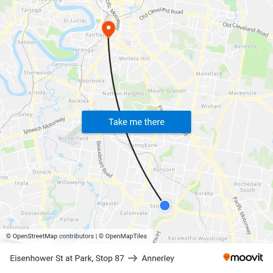Eisenhower St at Park, Stop 87 to Annerley map