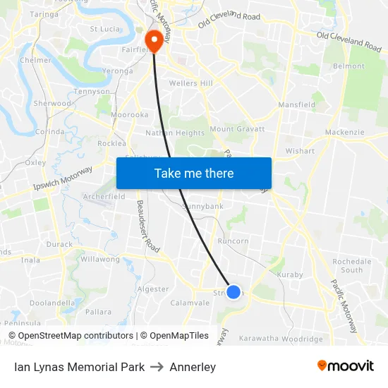 Ian Lynas Memorial Park to Annerley map