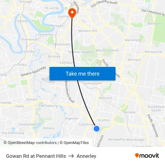 Gowan Rd at Pennant Hills to Annerley map